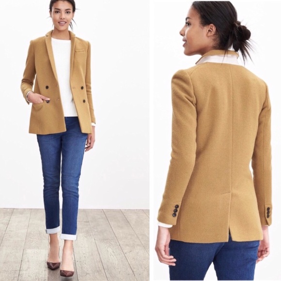 camel wool blazer womens